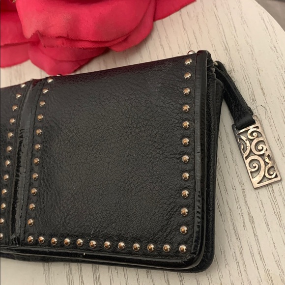 Brighton Leather Wallet Black with Silver Studded Design - Picture 6 of 11